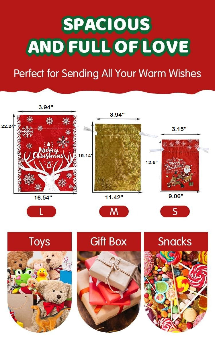 GiftJoy™ – Reusable Drawstring Gift Bags with Festive Prints & Easy Wrapping