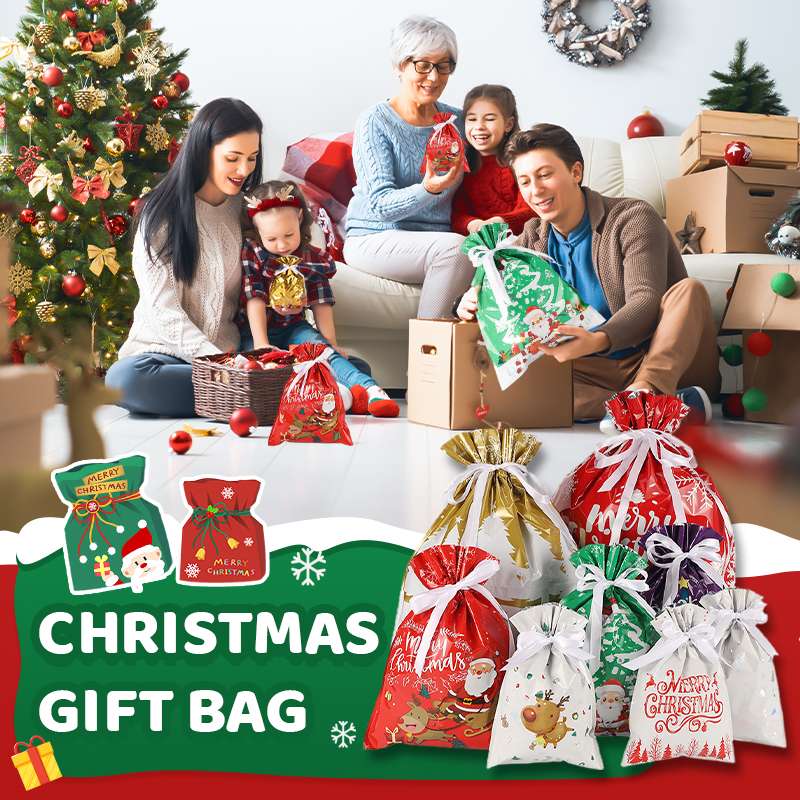 GiftJoy™ – Reusable Drawstring Gift Bags with Festive Prints & Easy Wrapping