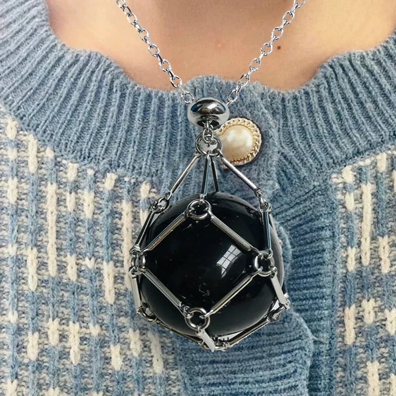 AuraCage™ – Adjustable Crystal Cage Pendant for Interchangeable Stones