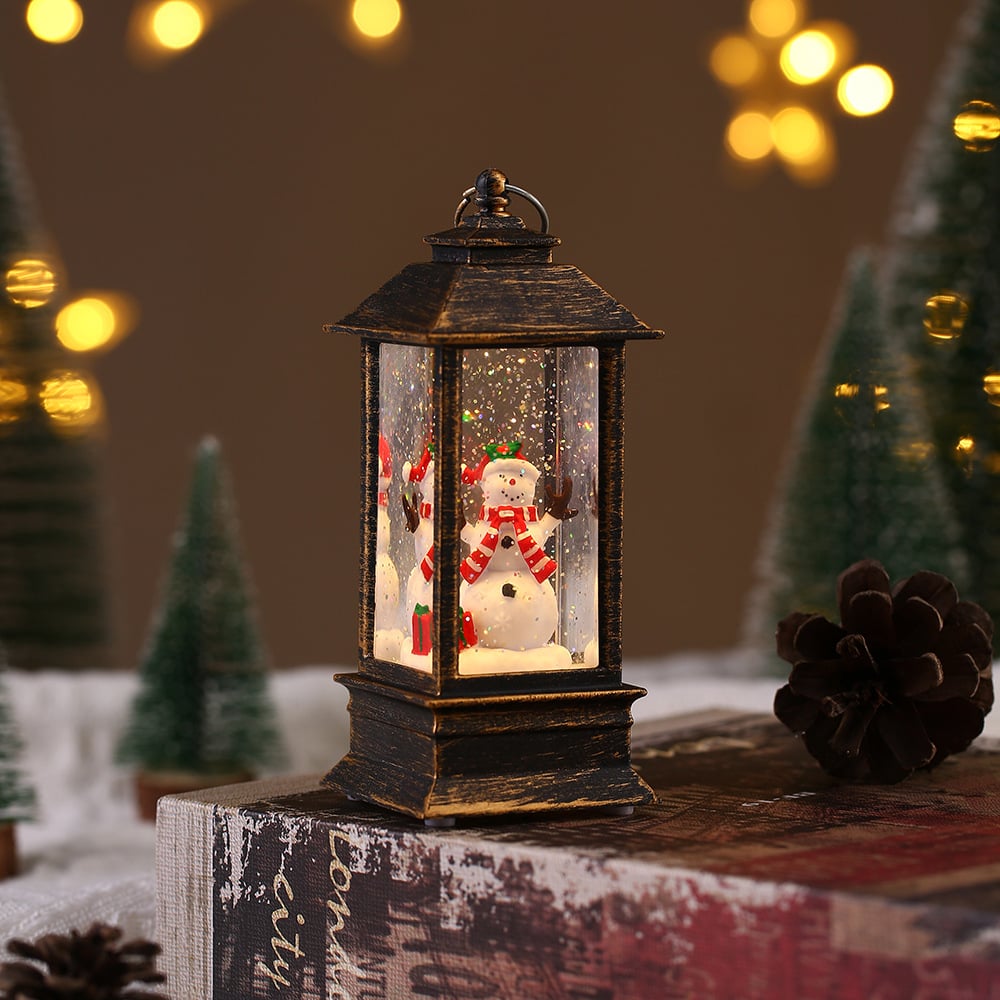 LumaLantern™ – LED Christmas Lantern with Rotating Scene & Glittering Snow Effect