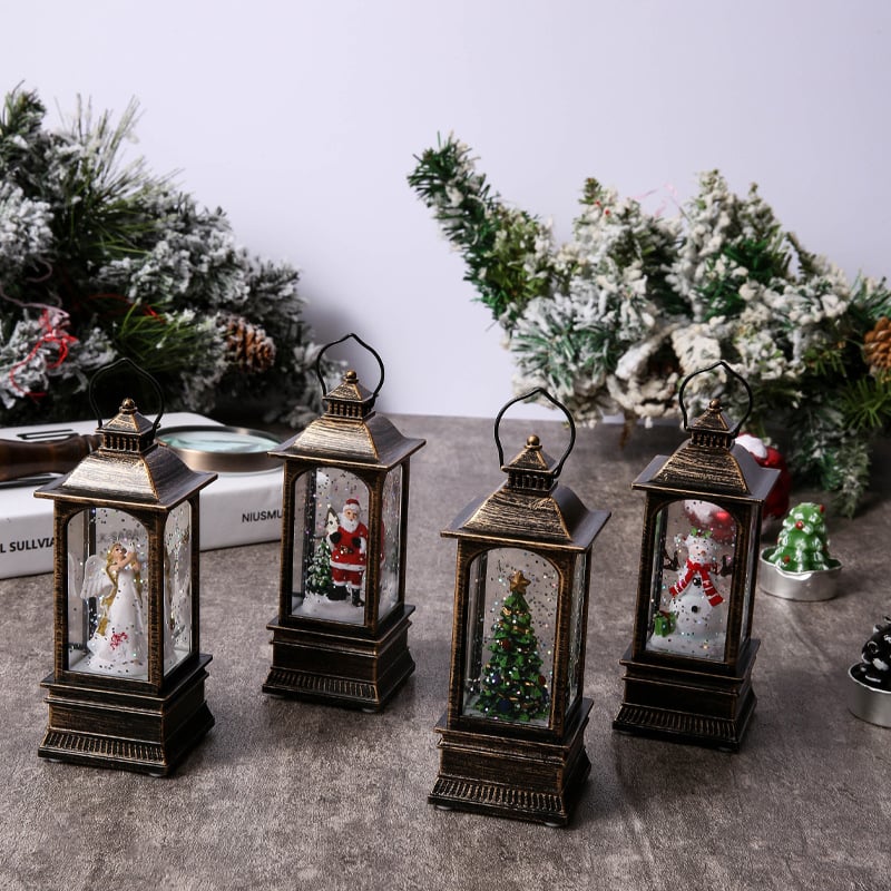 LumaLantern™ – LED Christmas Lantern with Rotating Scene & Glittering Snow Effect
