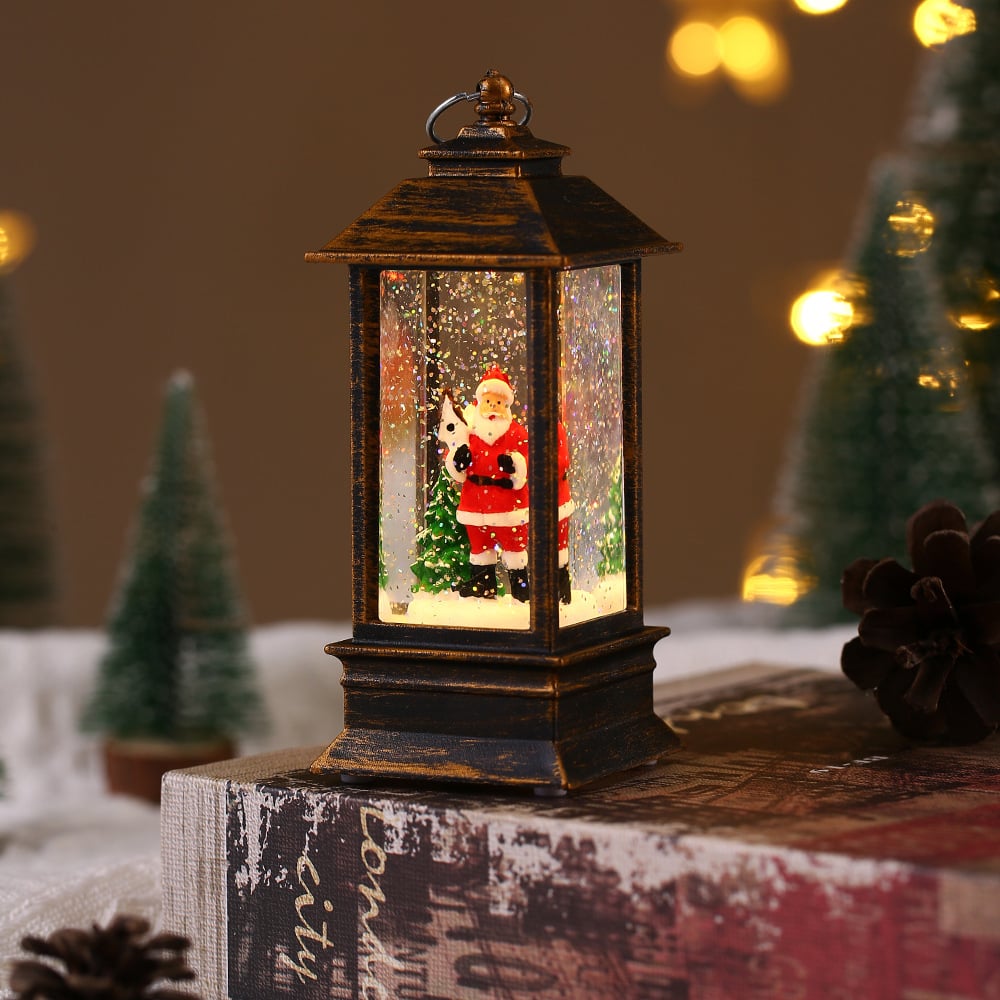 LumaLantern™ – LED Christmas Lantern with Rotating Scene & Glittering Snow Effect