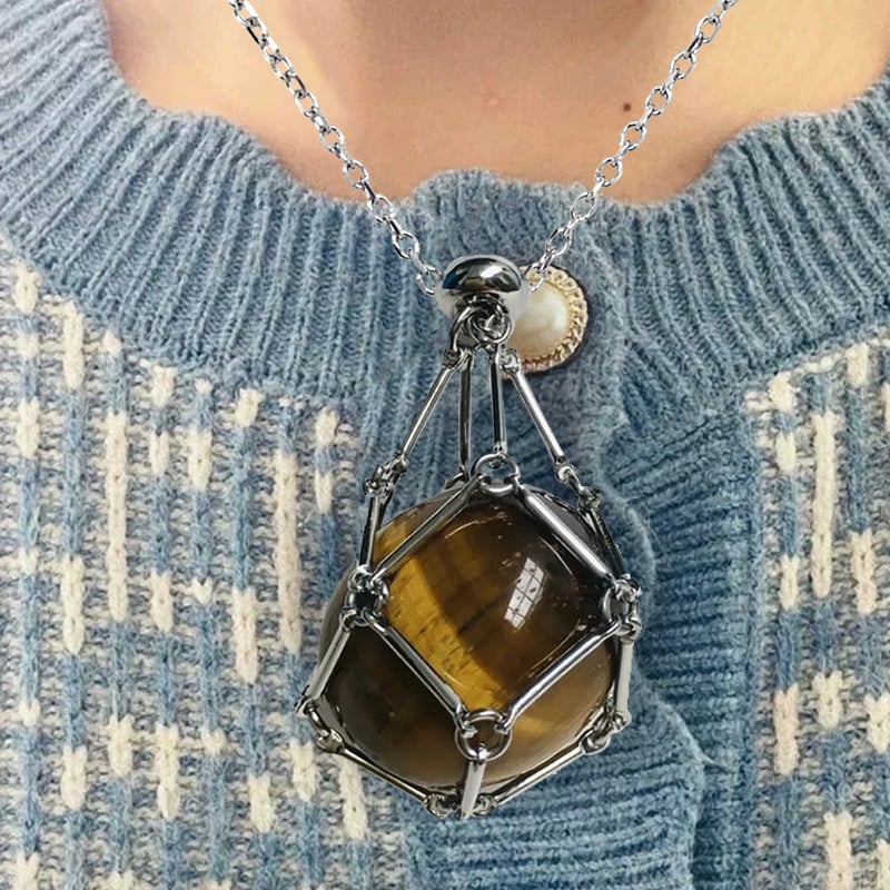 AuraCage™ – Adjustable Crystal Cage Pendant for Interchangeable Stones