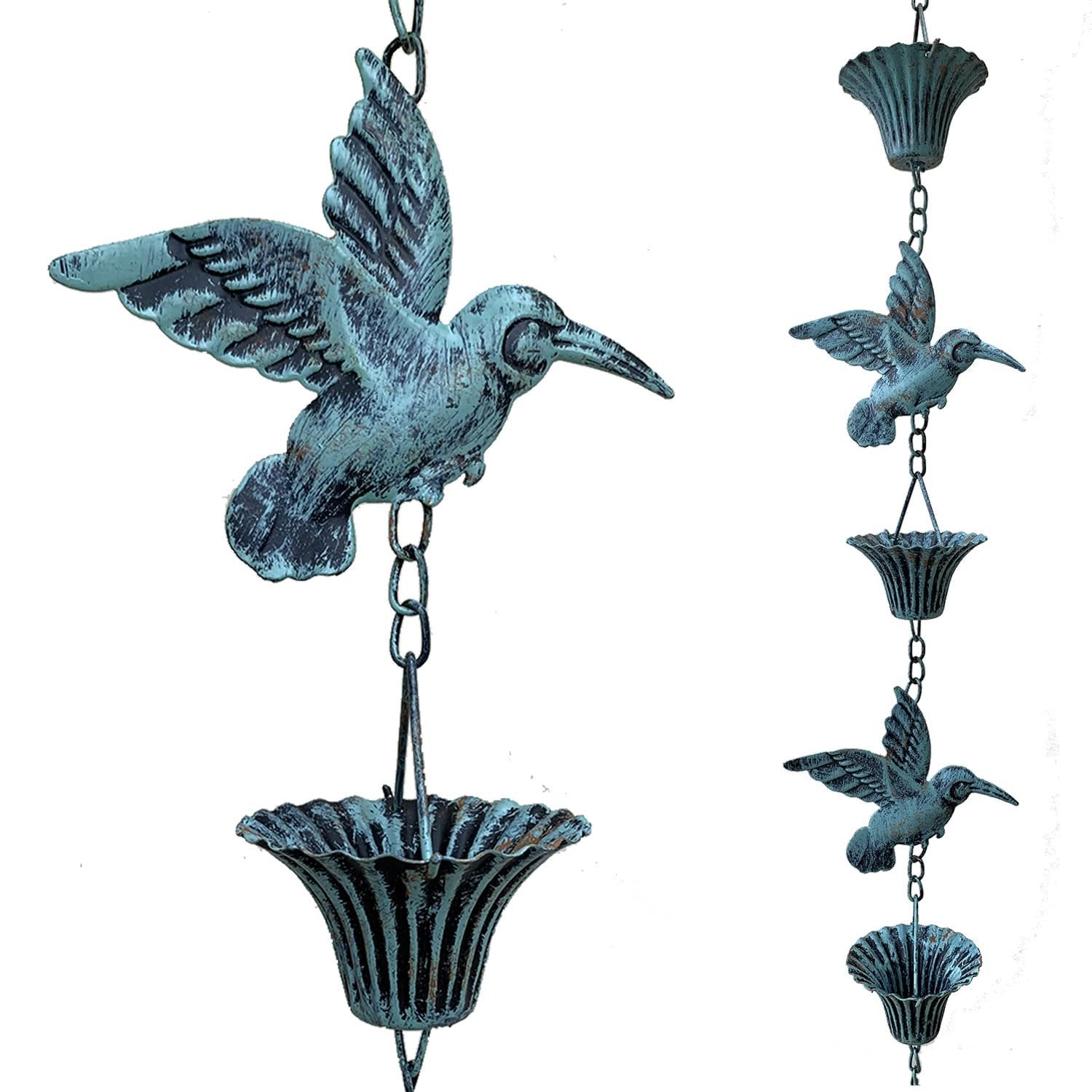 AquaSong™ – Decorative Hummingbird Rain Chain for Gutters & Gardens