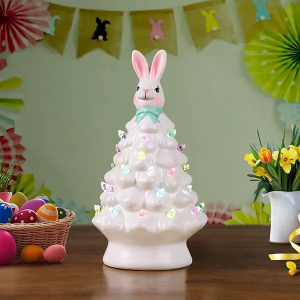 BunnyBright™ – Ceramic Bunny Christmas Tree with Colorful LED Lights