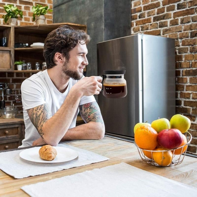 BrewVista™ – Heat-Resistant Glass Coffee Mug with Elegant Pot Design