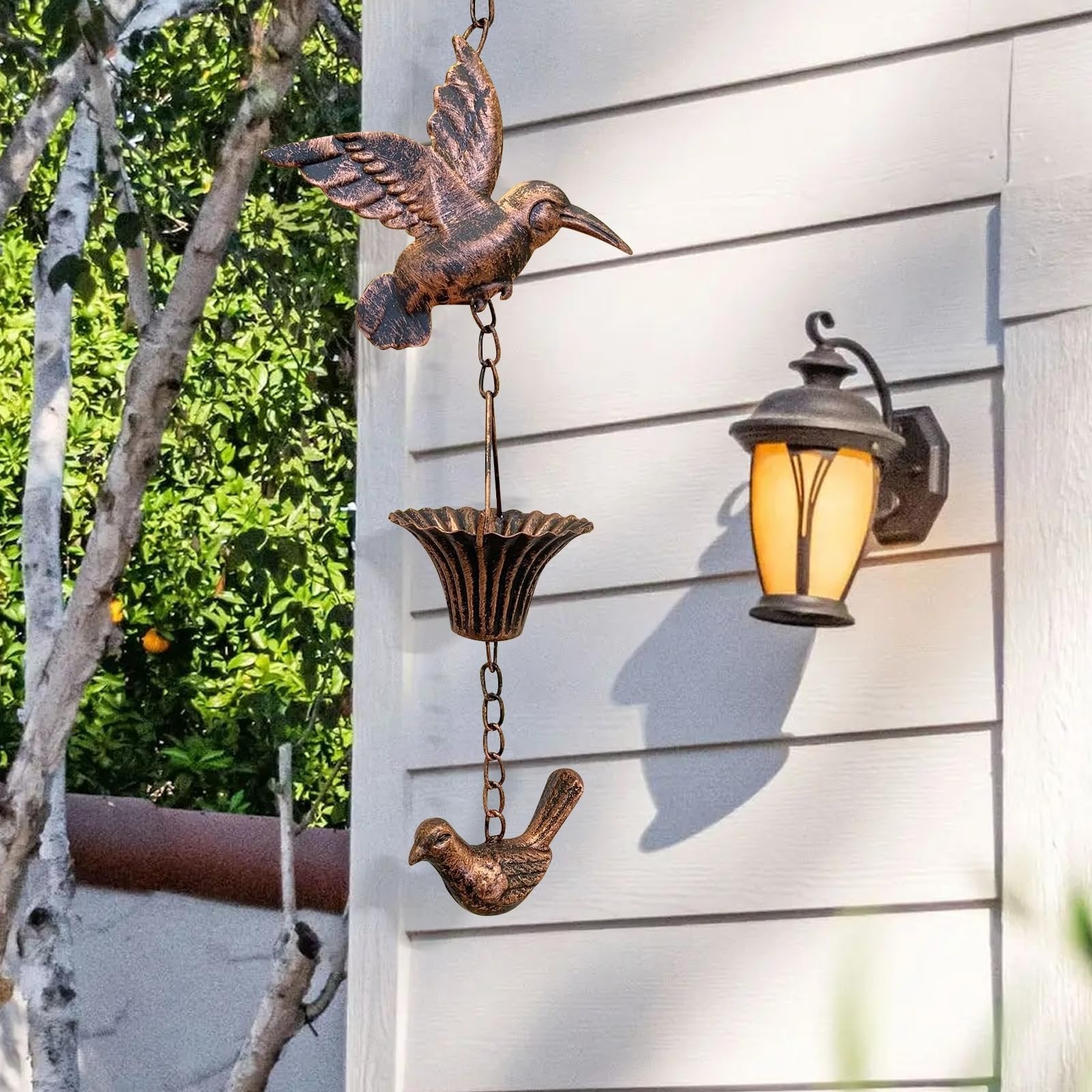 AquaSong™ – Decorative Hummingbird Rain Chain for Gutters & Gardens