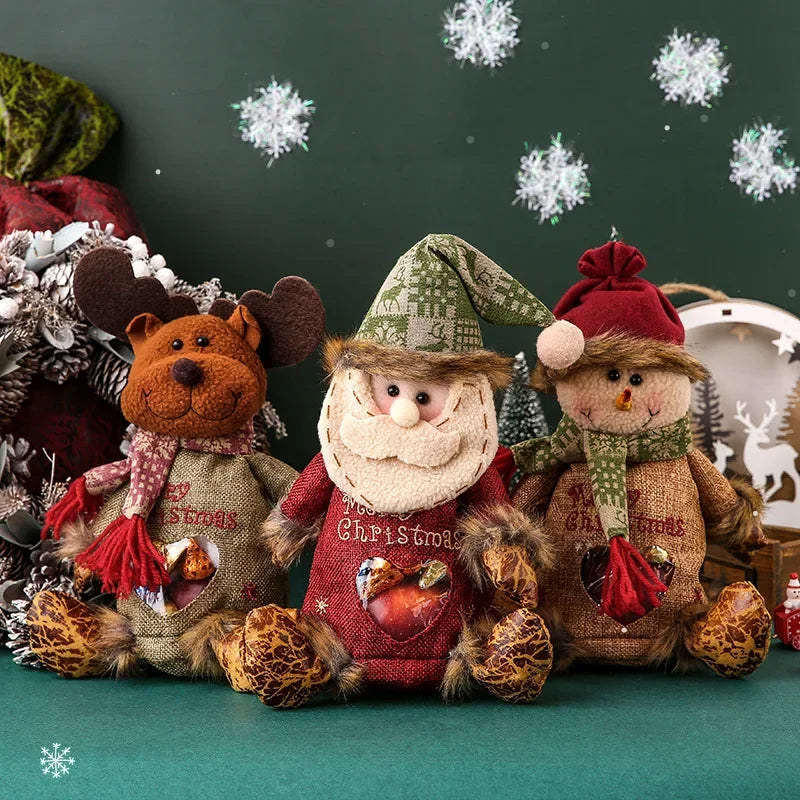 MerryPouch™ – Plush Christmas Gift Bags with Santa, Snowman & Reindeer Designs