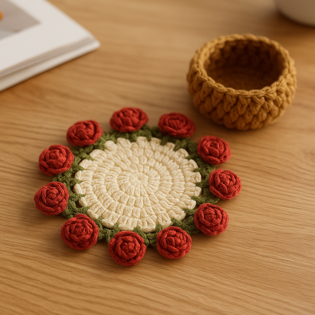 CozyPetal™ – Handmade Crochet Flower Coaster for Home & Kitchen Decor