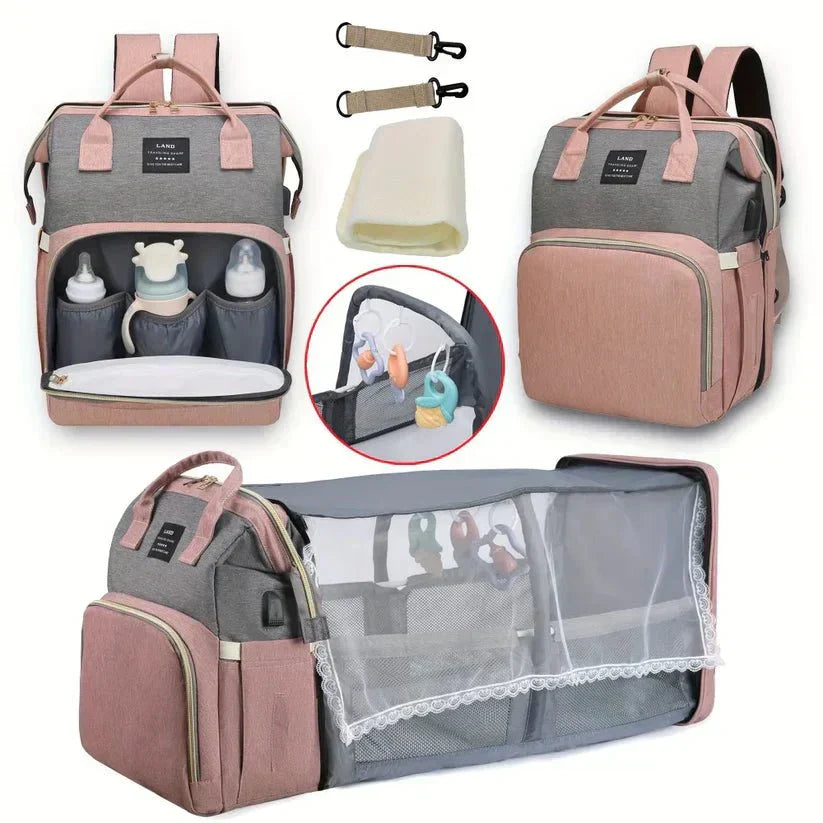 NestRoam™ - 2-in-1 Diaper Bag and Foldable Baby Bassinet for On-the-Go Parents