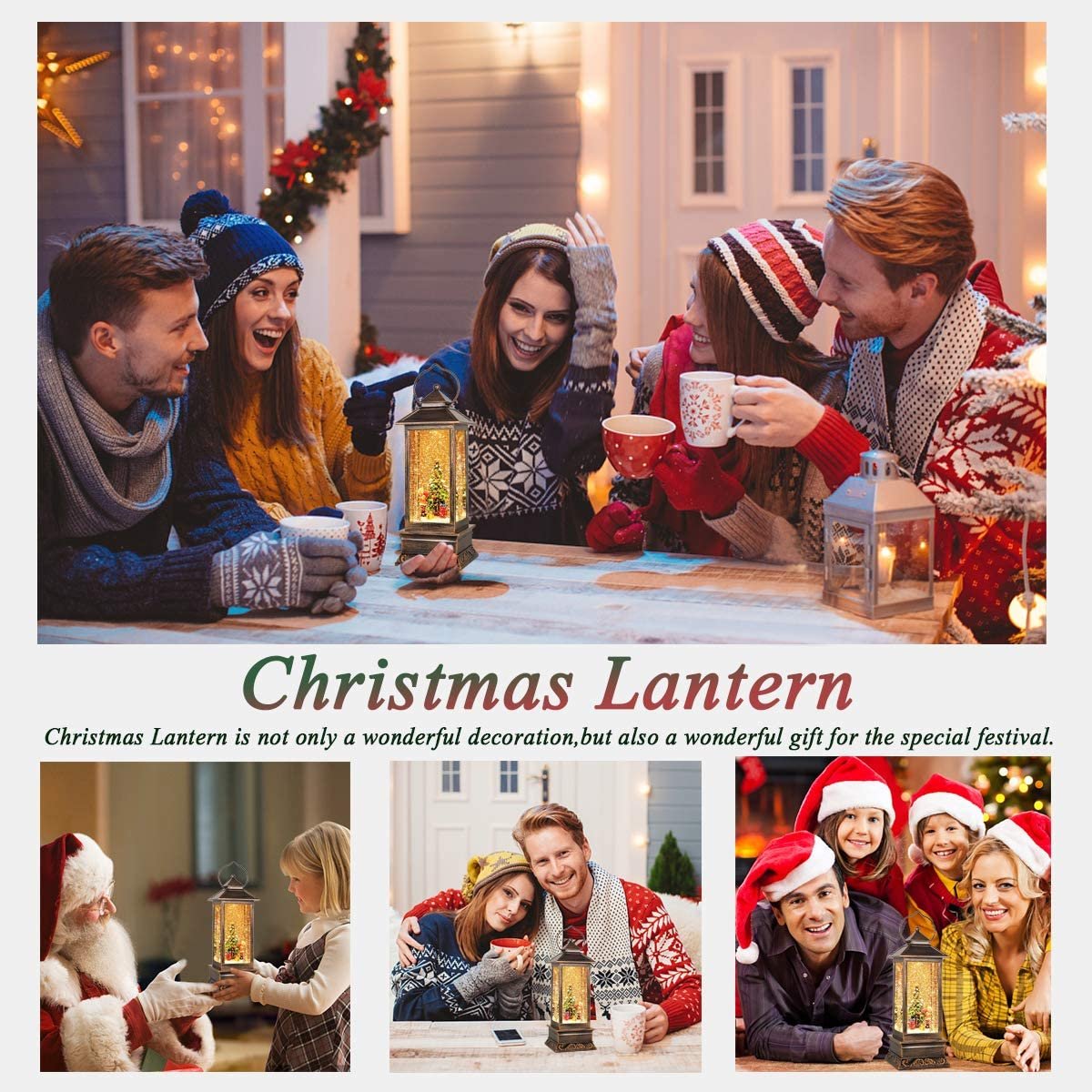 LumaLantern™ – LED Christmas Lantern with Rotating Scene & Glittering Snow Effect