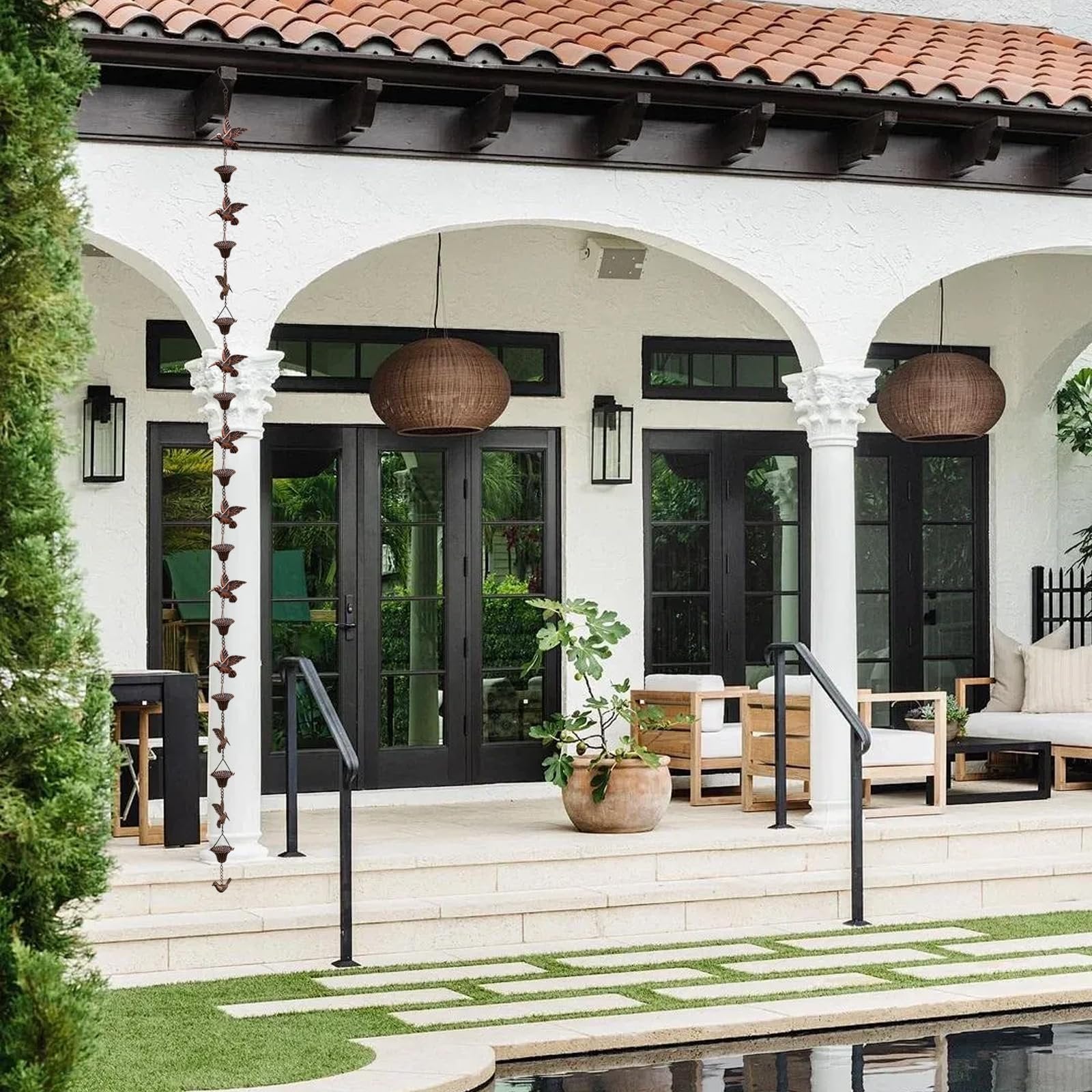 AquaSong™ – Decorative Hummingbird Rain Chain for Gutters & Gardens