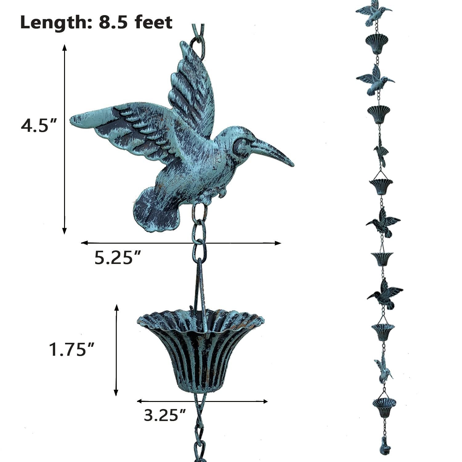AquaSong™ – Decorative Hummingbird Rain Chain for Gutters & Gardens
