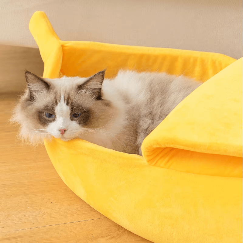 BananaMuaw™ – Cozy Banana-Shaped Cat Bed for Comfort & Security
