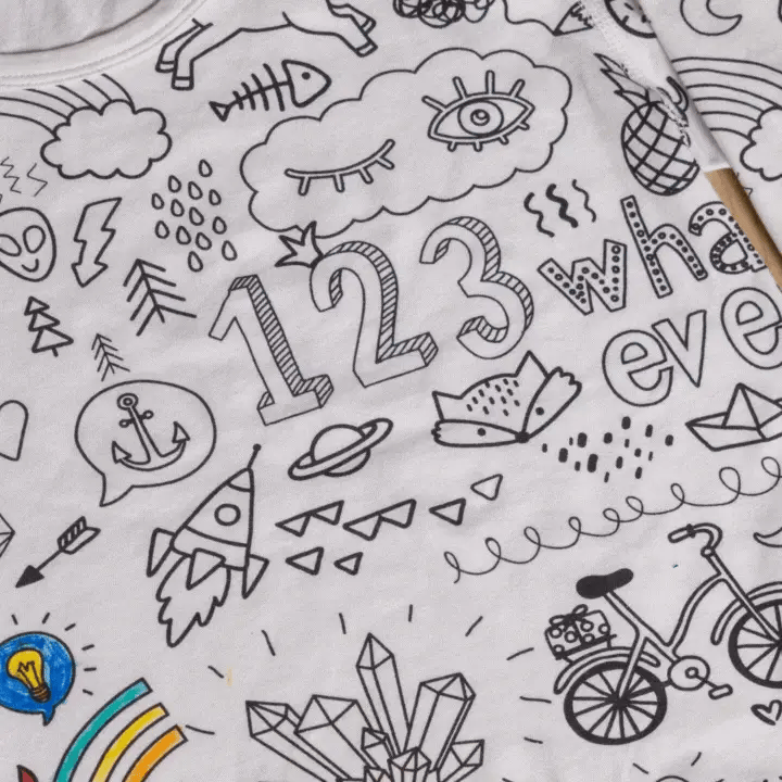 ColorWear™ – Kids Pajama Set with Washable Fabric Markers