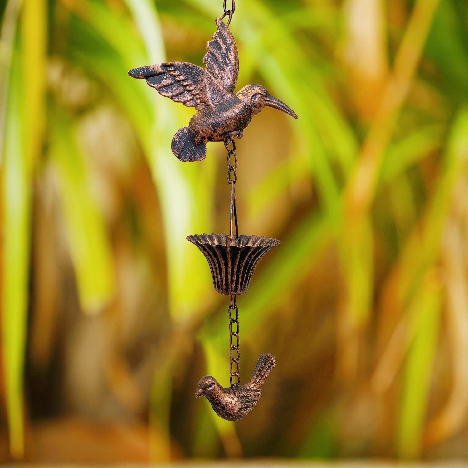 AquaSong™ – Decorative Hummingbird Rain Chain for Gutters & Gardens