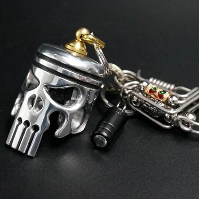 GrimTorque™ - Piston Skull Keychain