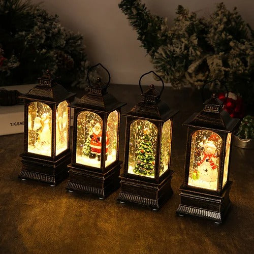 LumaLantern™ – LED Christmas Lantern with Rotating Scene & Glittering Snow Effect