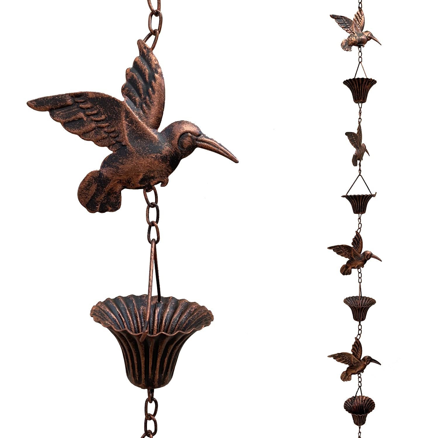 AquaSong™ – Decorative Hummingbird Rain Chain for Gutters & Gardens