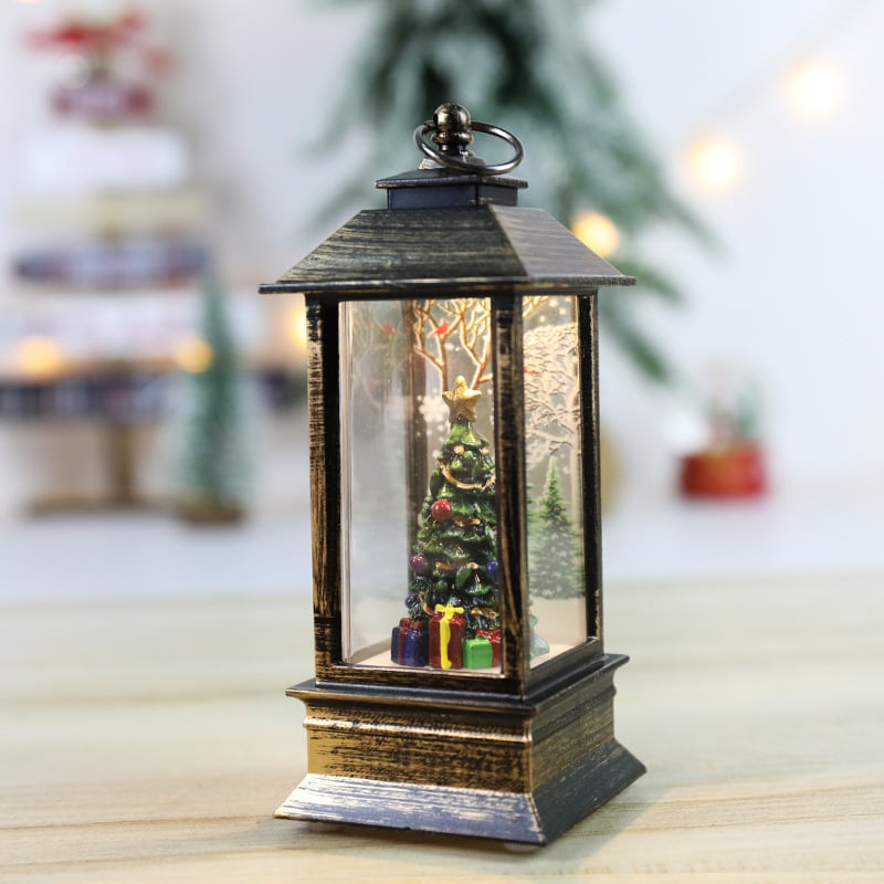 LumaLantern™ – LED Christmas Lantern with Rotating Scene & Glittering Snow Effect