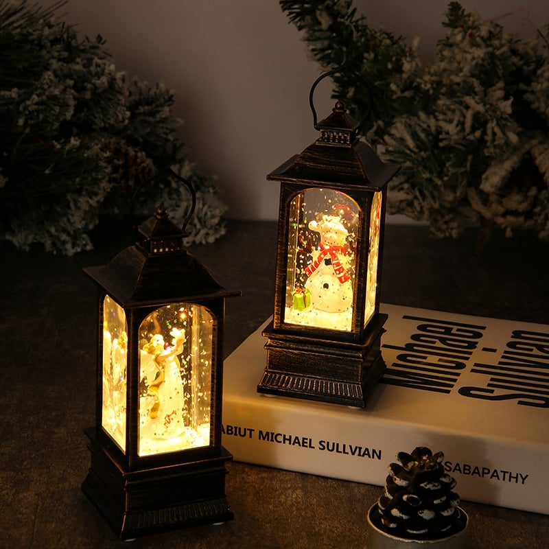 LumaLantern™ – LED Christmas Lantern with Rotating Scene & Glittering Snow Effect