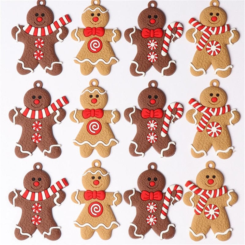GingerJoy™ – 12pcs Cute Gingerbread Man Ornaments for a Cozy Christmas Vibe