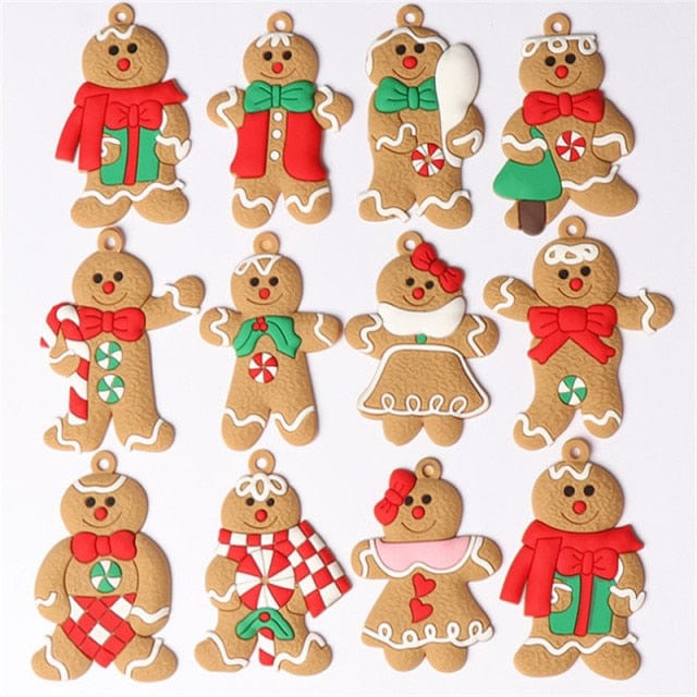 GingerJoy™ – 12pcs Cute Gingerbread Man Ornaments for a Cozy Christmas Vibe