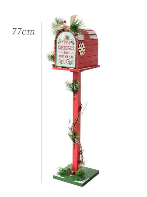 HollyPost™ – Handcrafted Wooden Mailbox Décor with Festive “Santa Mail” Design