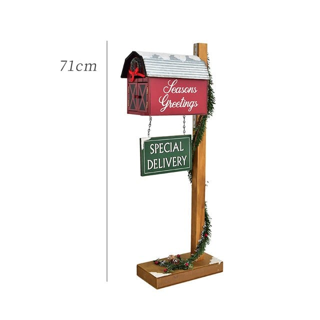 HollyPost™ – Handcrafted Wooden Mailbox Décor with Festive “Santa Mail” Design