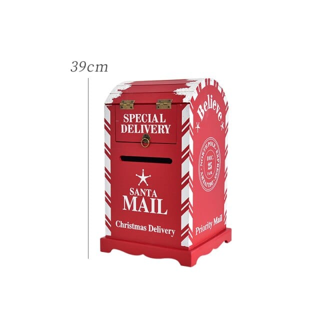HollyPost™ – Handcrafted Wooden Mailbox Décor with Festive “Santa Mail” Design